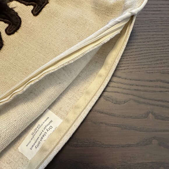 Accent Pillow Cushion Cover Furry Plush Brown Bears Weaved Beige Fabric *read* - Picture 6 of 6